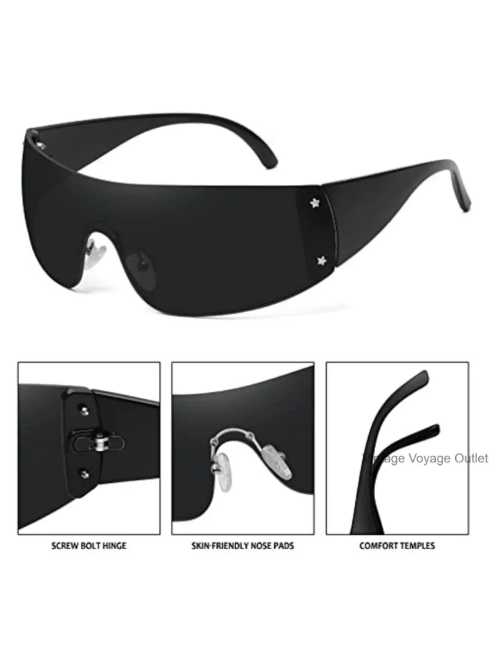 Y2K Rimless Oversized Sunglasses UV400 Protection Plastic Frame